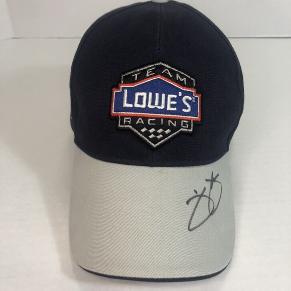 Autographed Jimmie Johnson Hat Blue #48 Lowes Racing Champions Hook And Loop - Picture 1 of 10